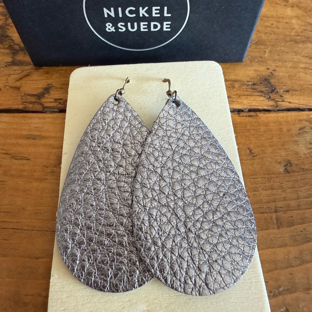 Nickel & Suede Teardrop Earrings